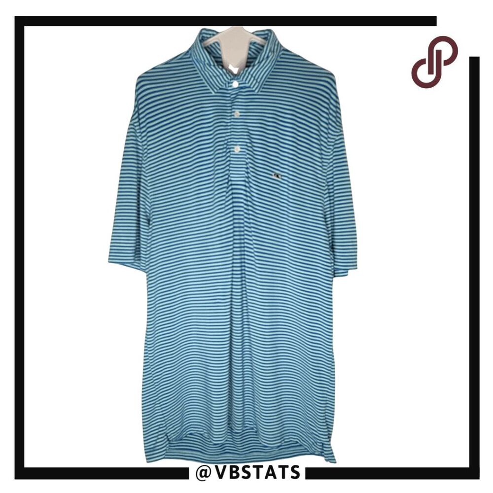 Vineyard Vines Men's Striped Short Sleeve Golf Polo Shirt Blue Green Size Medium